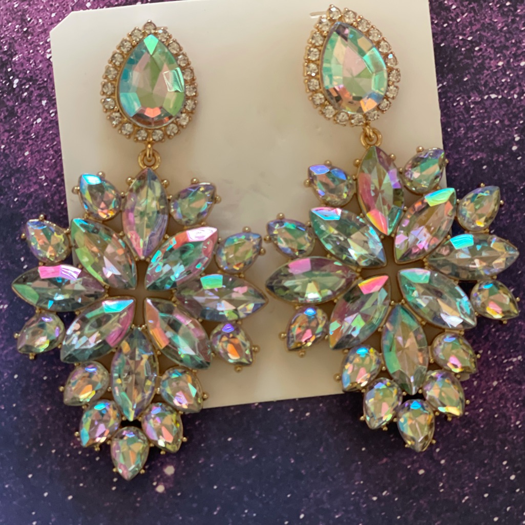Ab Swarovski Crystal Pageant Earrings Pierced